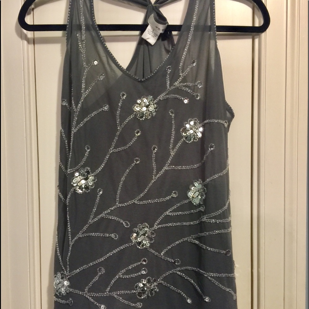 WD NY grey sequins tank top Large